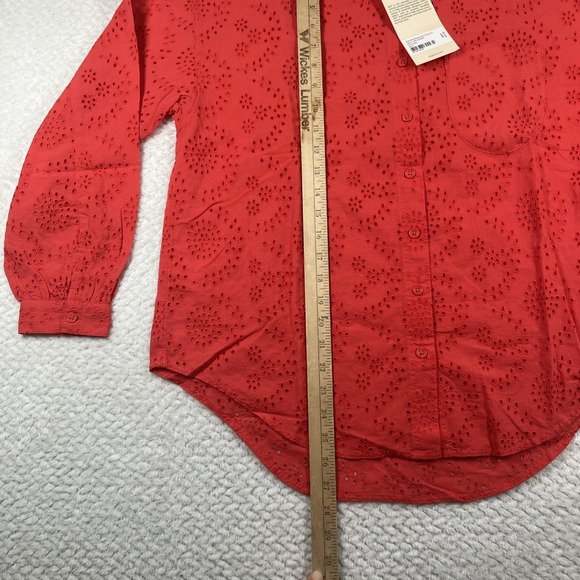 JAG Women Relaxed Button-Down Shirt Small Red Eyelet MSRP $78 - Picture 10 of 13